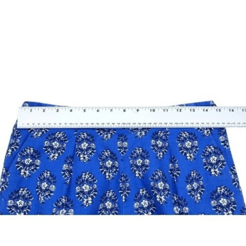 Madewell Mid Rise Pleated Deck Shorts Blue Floral Woodcut Size 2 - Picture 3 of 8